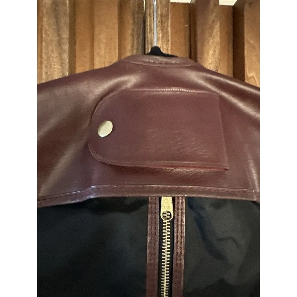 Vintage‎ Sears Garment Travel Bag Black & Burgundy Full Zip PU Leather polyester